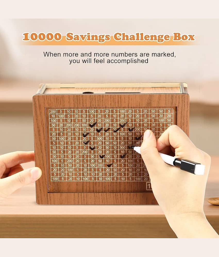 swipe n see Wood Brown Piggy Bank ( Pack of 1 ) view 2