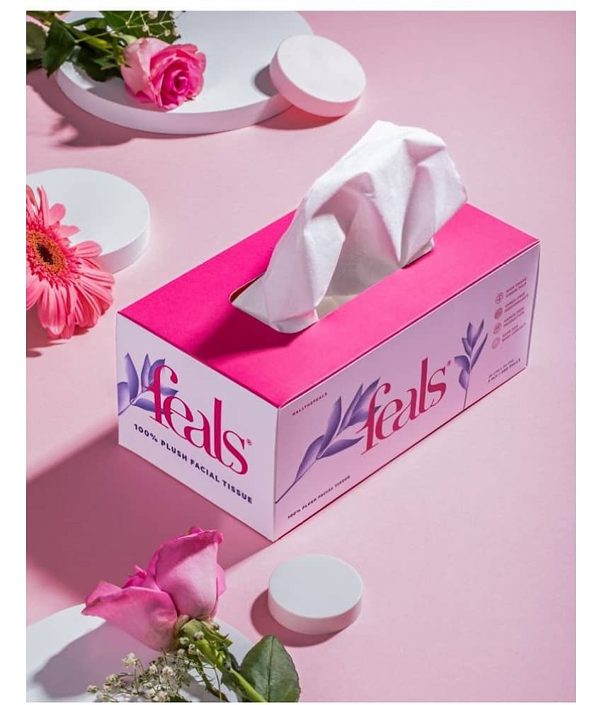 FEALS 2 Ply Facial Tissues No Chemicals & Lint Free, High Absorbent 600 Pulls (3 Pack of 200 Pulls) view 2