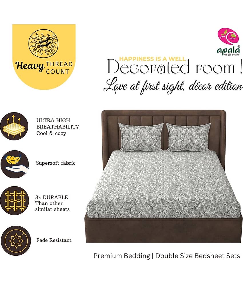 Apala Microfibre 1 King Fitted Bedsheet with 2 Pillow Covers ( 198 cm x 182 cm ) , Multi view 2