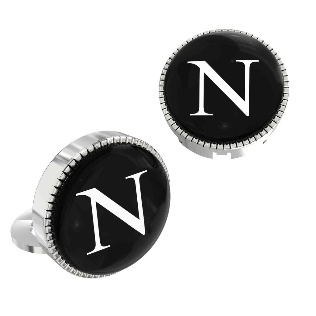 The Smart Buttons - Shirt Button Cover Cufflinks for Men - Personalized Initials - N view 2