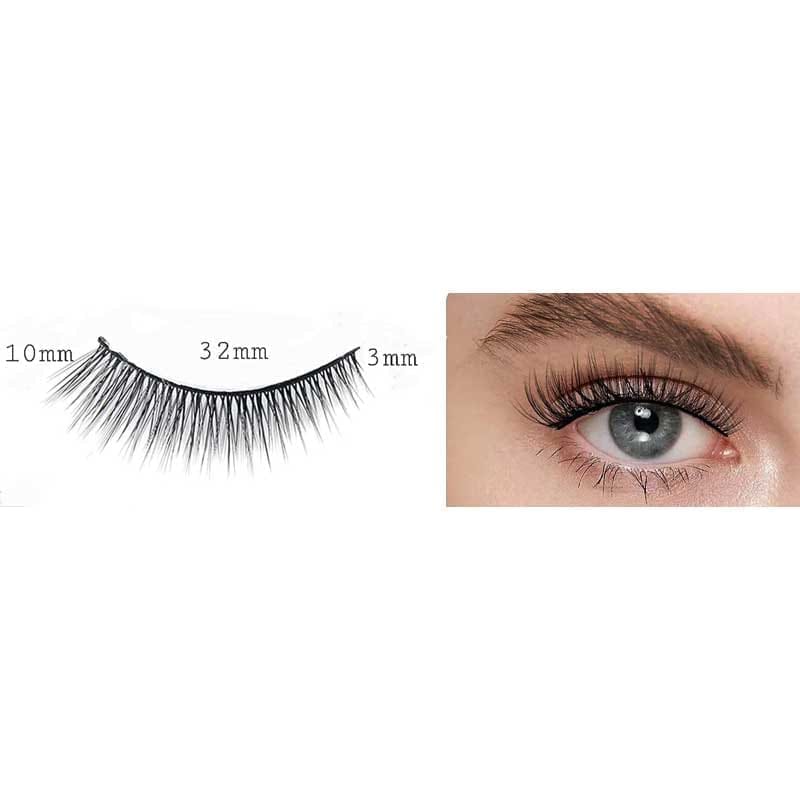 BOBI Reusable 10mm Faux Mink Long Natural Look, Magnetic and Waterproof Eyelashes SD10 - 3 Pair view 2