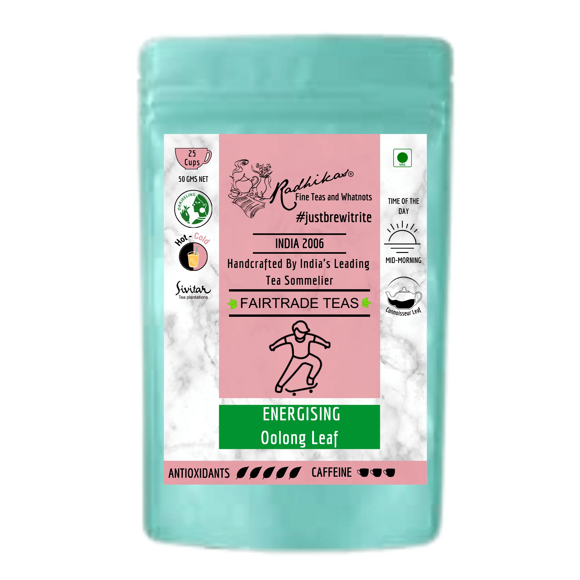 ENERGISING Oolong Leaf - Natural Energy Boost and Mental Clarity (50 gm - Makes 25 Cups of Tea) by M/S RADHIKAS FINE TEAS AND WHATNOTS