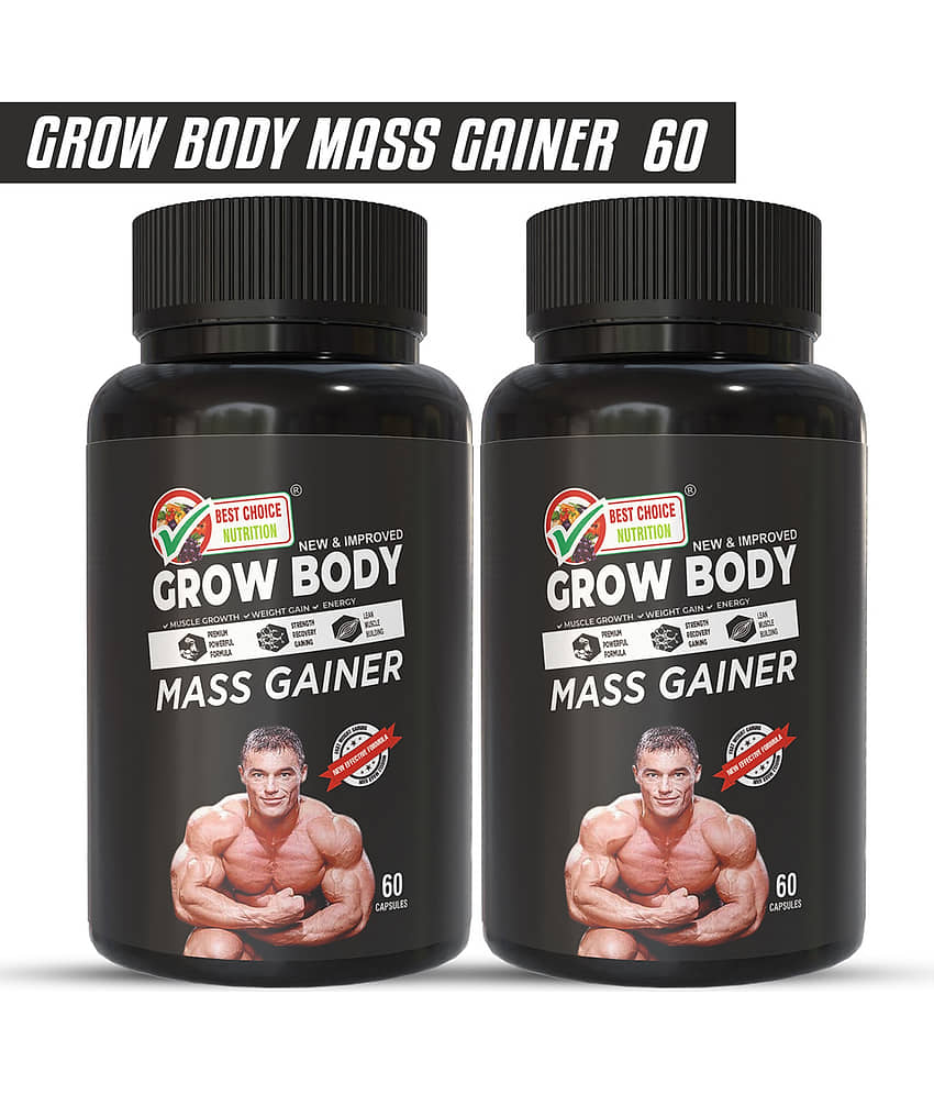 Best Choice Nutrition Grow Body Capsule for Muscle Building Weight & Mass Gain 60 No.s (Pack of 2)