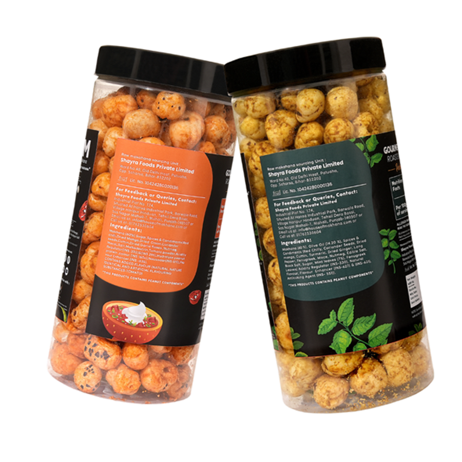 GOURMET MAKHANA Roasted in Olive Oil | Flavors Pudina Masala & Peri Peri | Combo Of 2, 65g Each. - 130 gm view 2