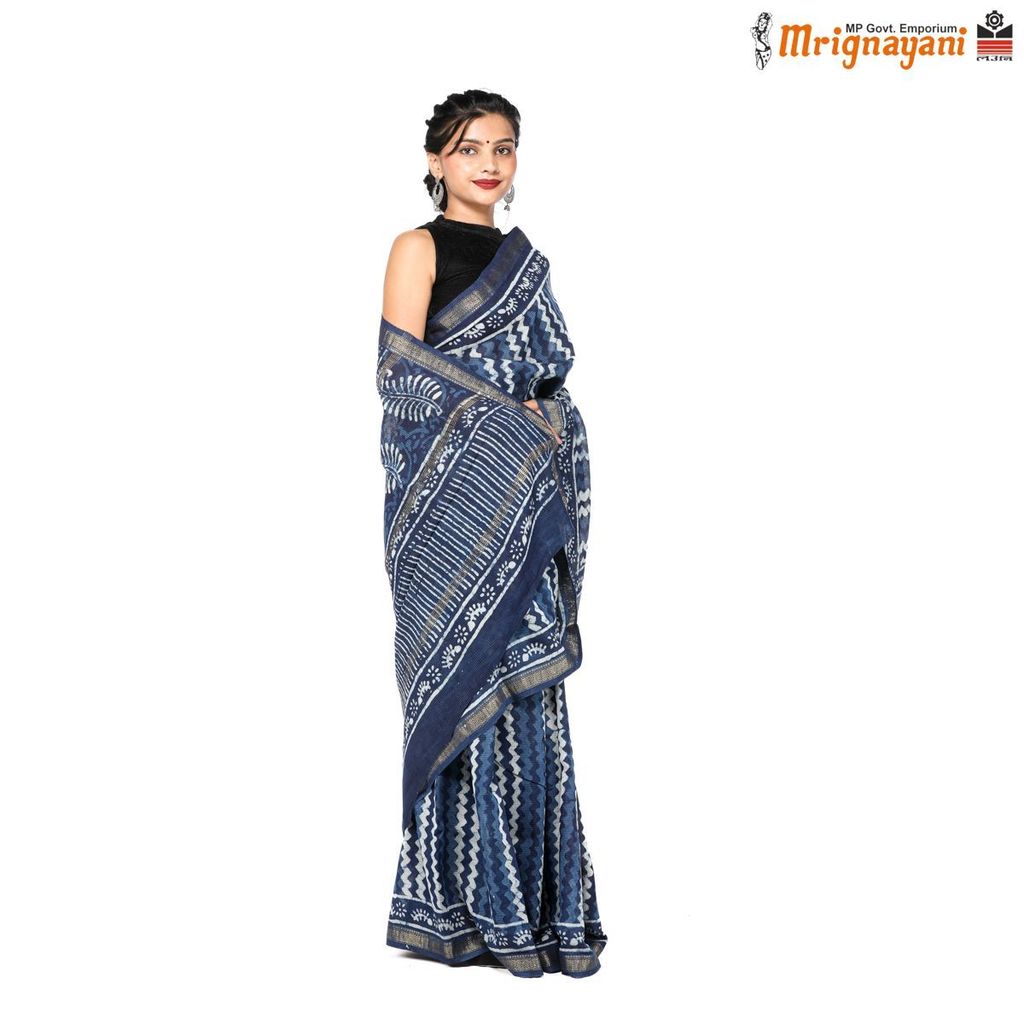 HANDLOOM MAHESHWARI SILK SAREE WITH BLOUSE (SKU - 3I0101070622, SAREE-1098) view 2