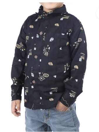 Black Short Sleeve Printed Shirt with Graphic Details view 2