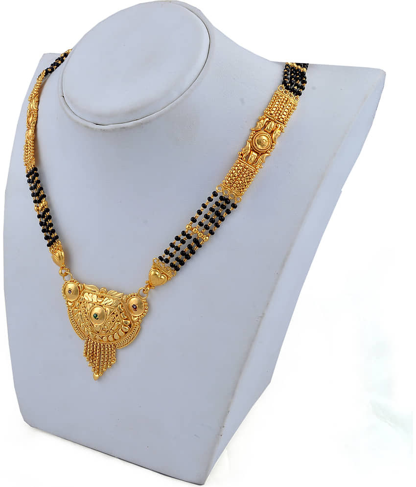 shankhraj mall gold plated black bead long mangalsutra for women-10045 view 2