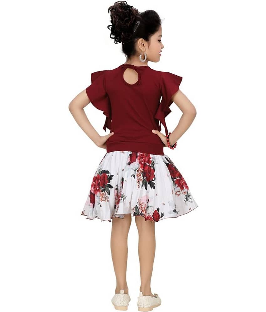 Arshia Fashions Pack of 1 Girls Cotton Blend Top With Skirt ( Pink ) view 2