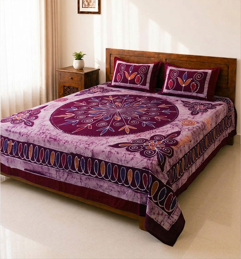 Handcrafted Batik Cotton Double Bed Bedsheet view 2