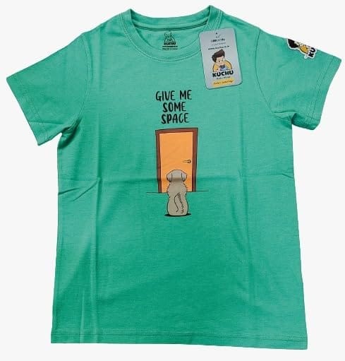 KUCHU Kids Give Me Some More Space Printed T-Shirt (Teal Green, 6–7 Years) | Cotton Modal Fabric | Breathable | Lightweight | Comfortable Wear view 2