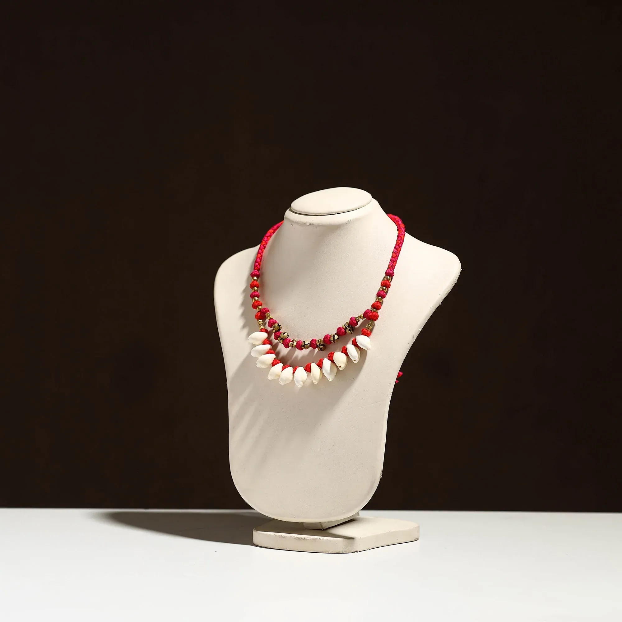 Red - Tribal Odisha Dokra Threadwork Handmade Necklace 46