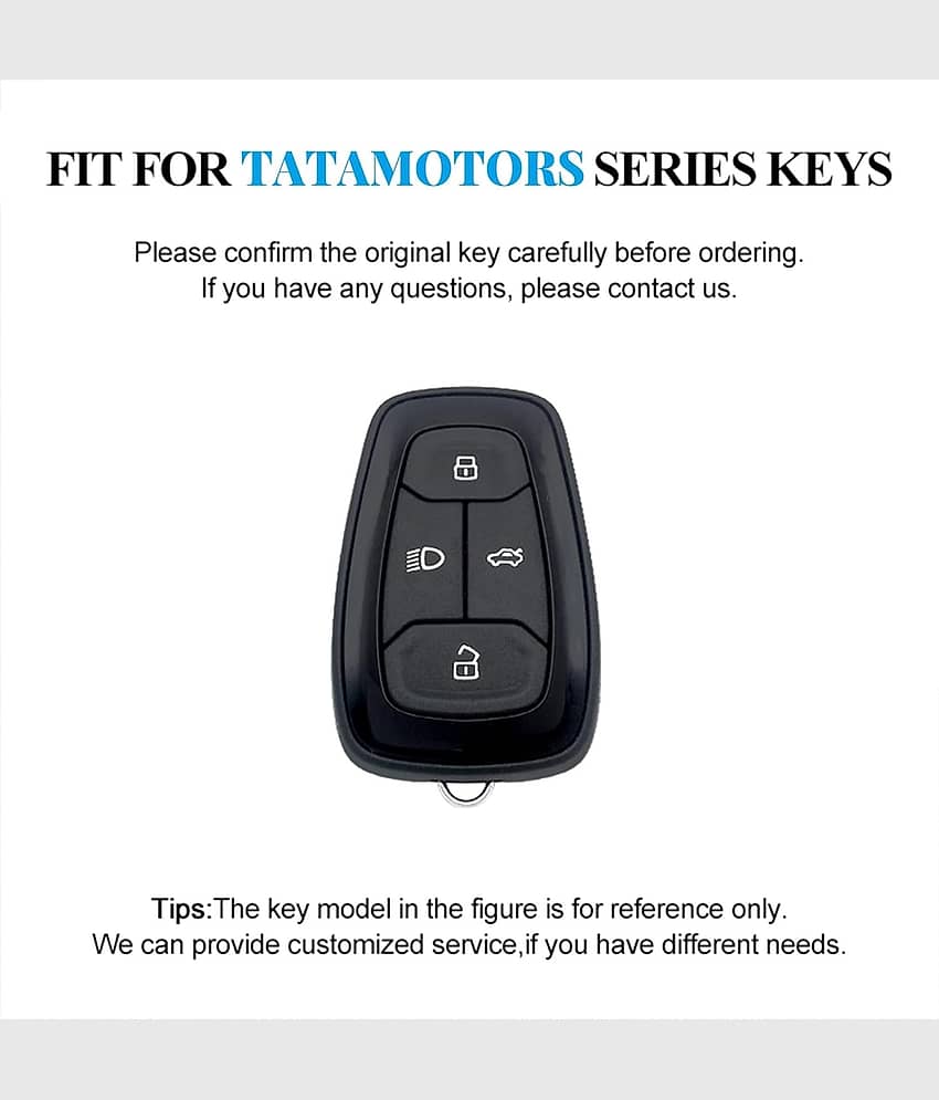 Car Styling Soft Handmade Leather Key Cover Compatible with TATA NEXON, Harrier, ALTROZ, TIGOR BS6, Safari 2021 Safari Gold, Punch 4 Button Smart Key view 2