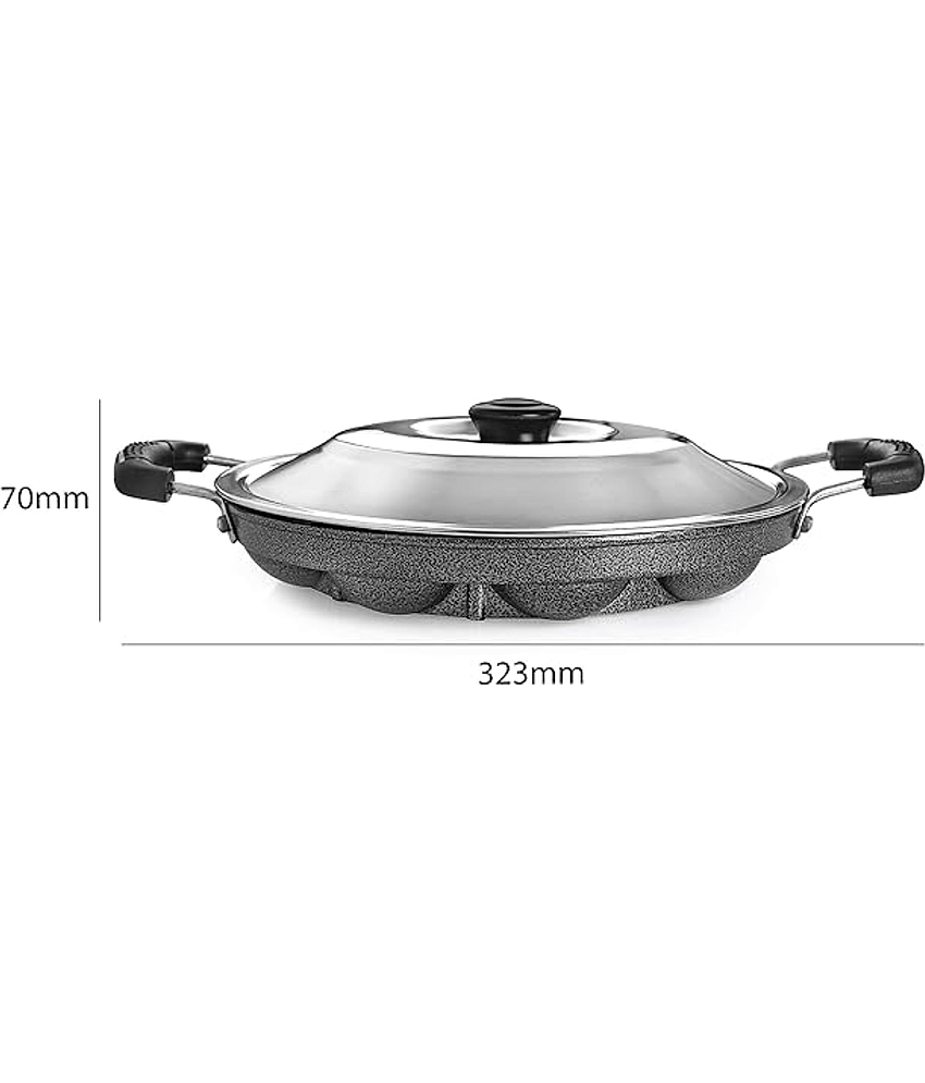 Visaxmi Non-Stick Stainless Steel Appam Patra Induction Bottom with Steel Lid 30 cm Diameter 0.5 Ltr view 2
