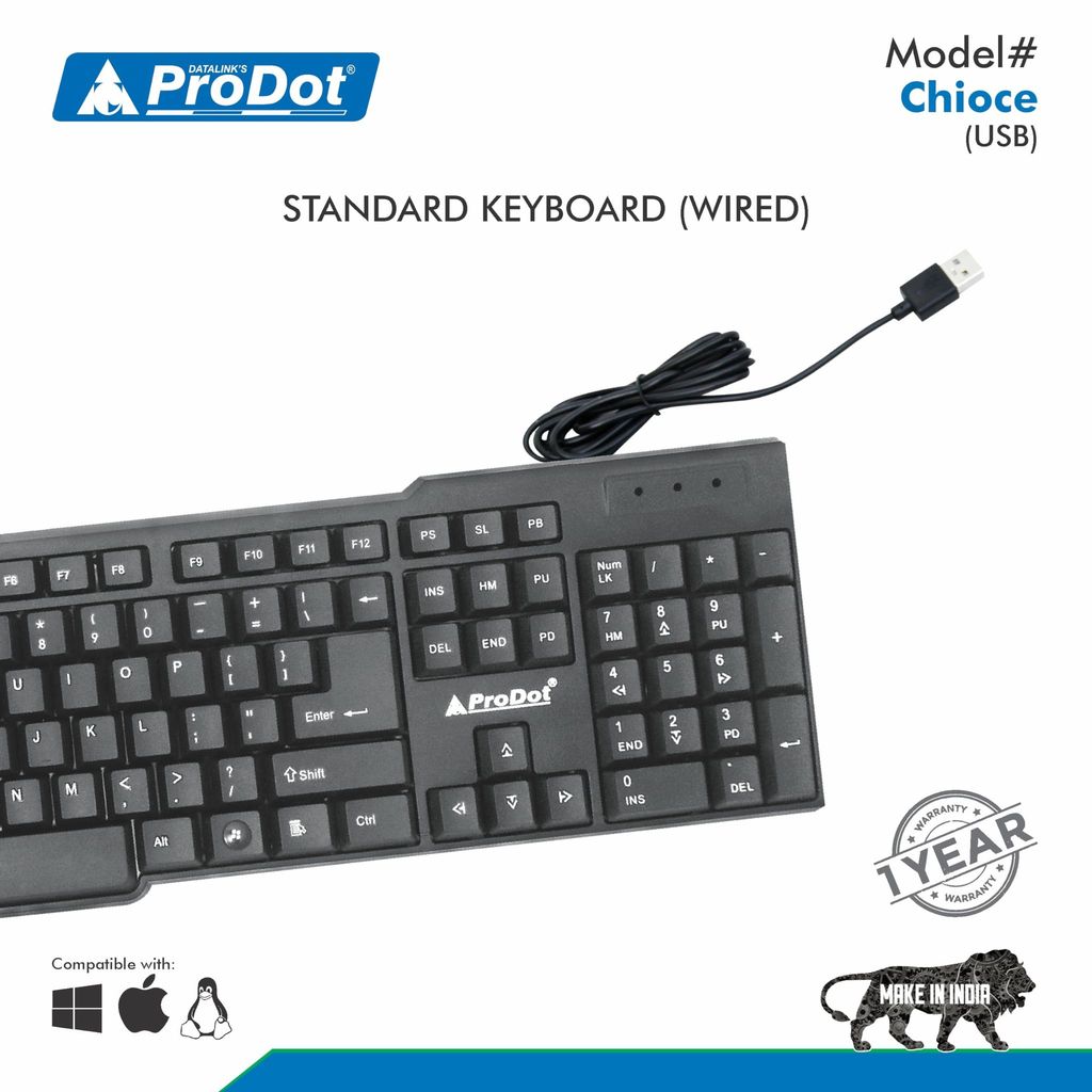 Prodot Wired USB Standard Keyboard view 2