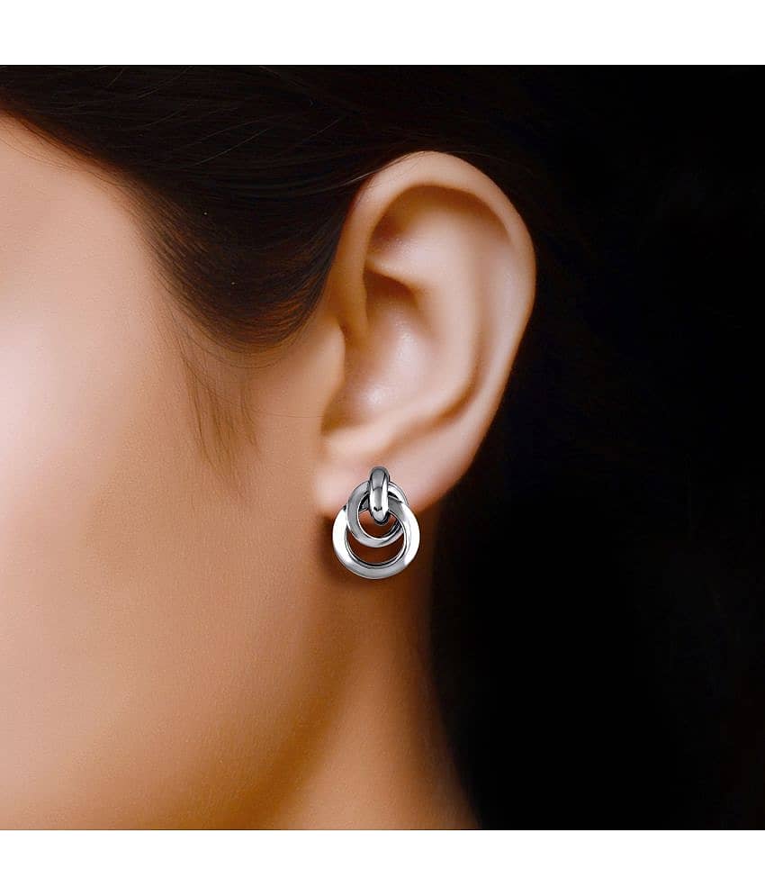 VIVASTRI Silver Hoops Earrings ( Pack of 1 ) view 2