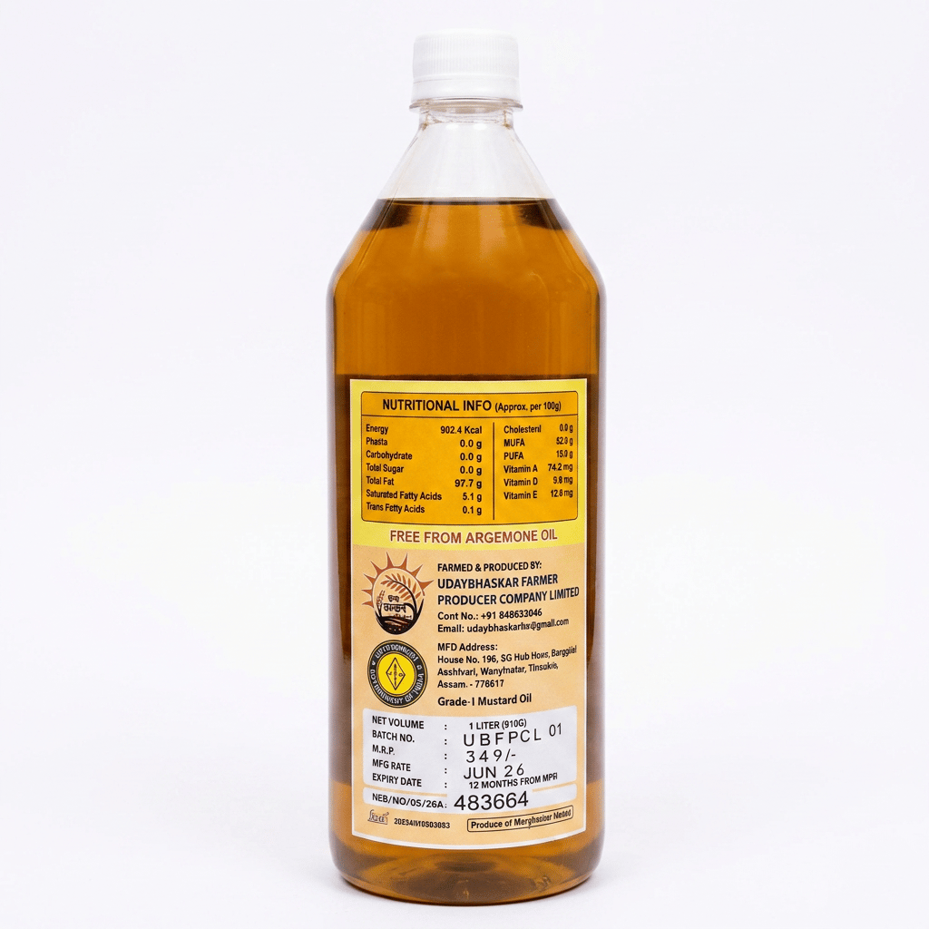 Mustard Oil 1L UBKisan Premium Dual Pressed Naturally Farmed view 2
