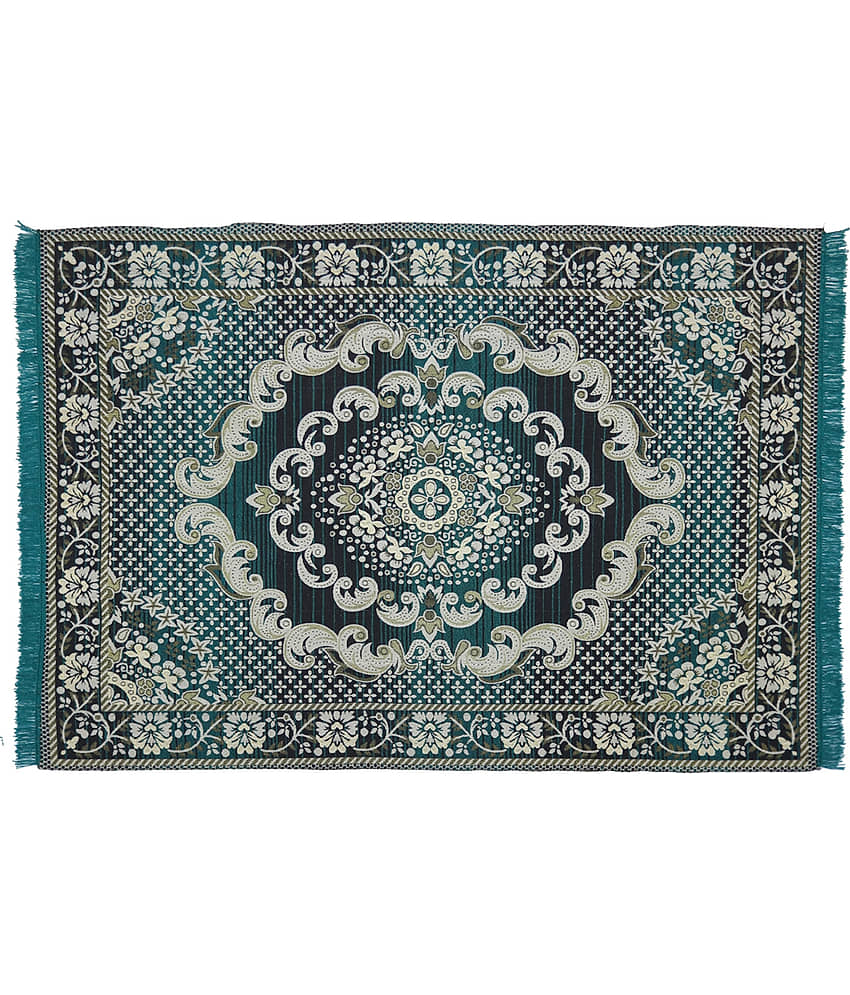 Valtellina Green Velvet Carpet Floral 4x7 Ft view 2