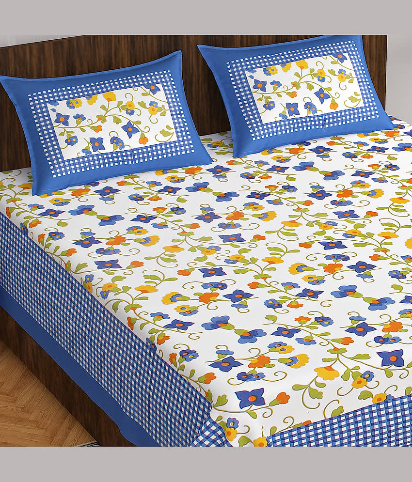 Cosito Cotton 1 Double Bedsheet with 2 Pillow Covers ( Multicolor ) view 2