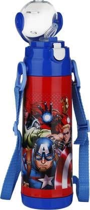 UNMEE Cartoon Avengers Printed Insulated Water Bottle with Inner Steel 450ml Set of 1pcs For Water, Juice, Cocktail, Milkshake, Smoothie, Ideal For Home, School, College, Office, Gym, Travel, Special Occasions view 2