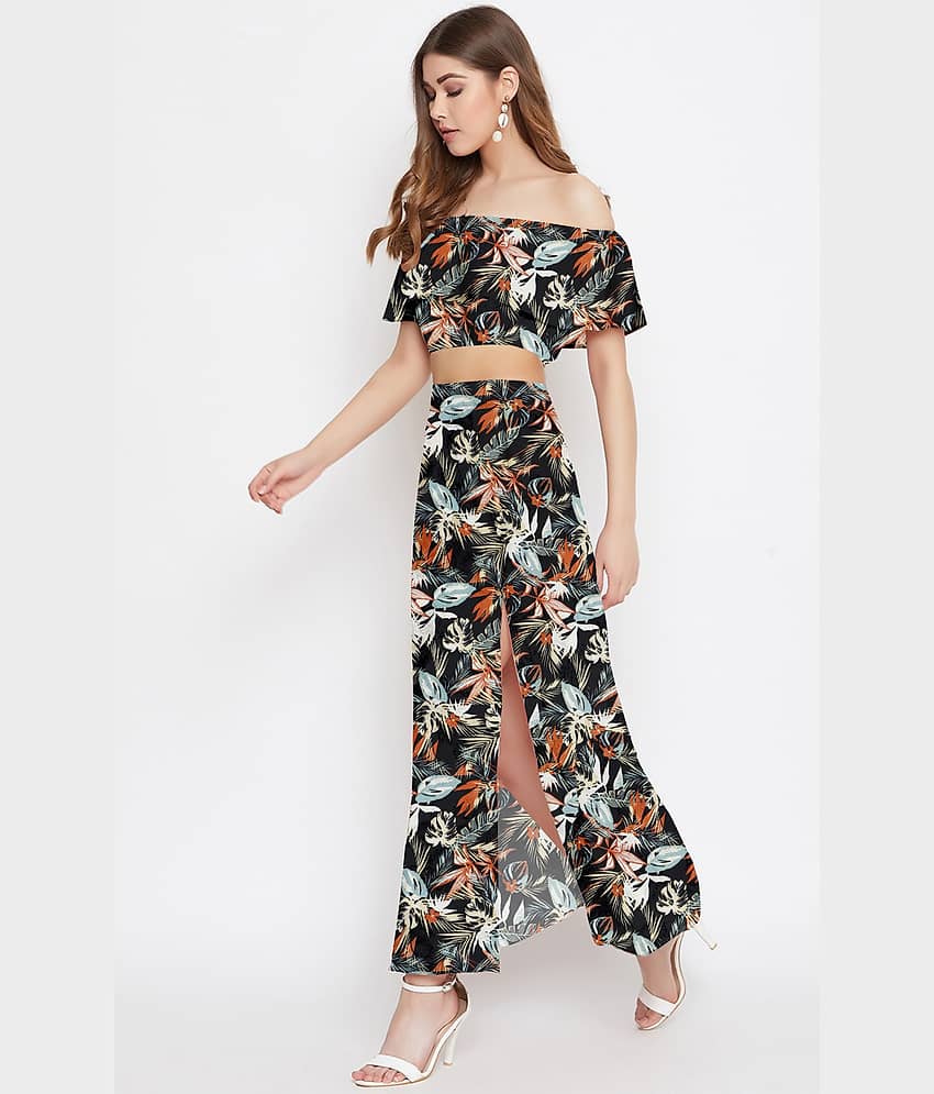 COOL AND CASUAL Women Printed Top With Skirt Co-Ord Set ( Multicolor ) view 2