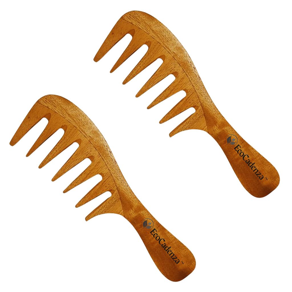 Eco Cadenza Pure Neem Wide Tooth Comb Treated With Oil and Herbs.