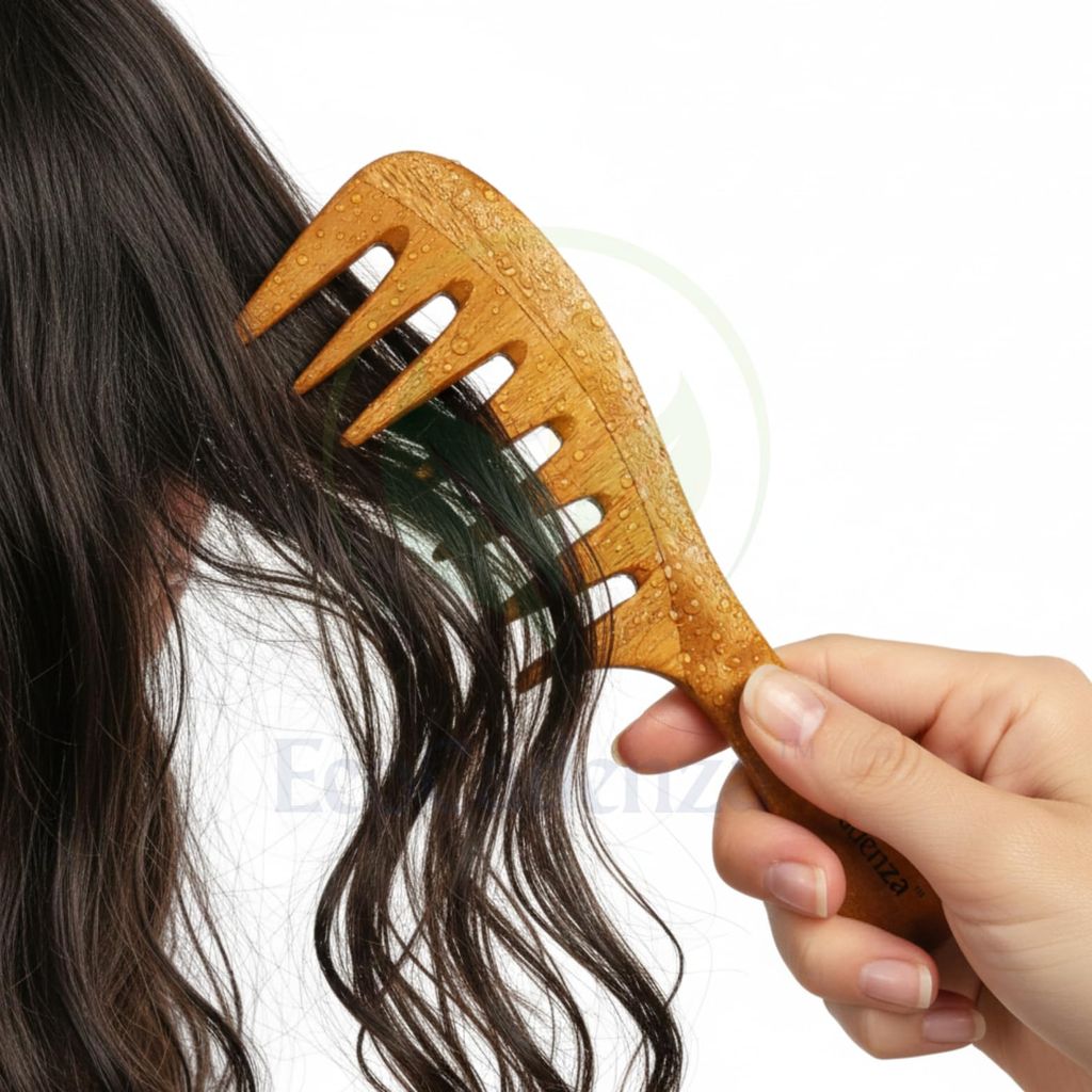 Eco Cadenza Pure Neem Wide Tooth Comb Treated With Oil and Herbs. view 2