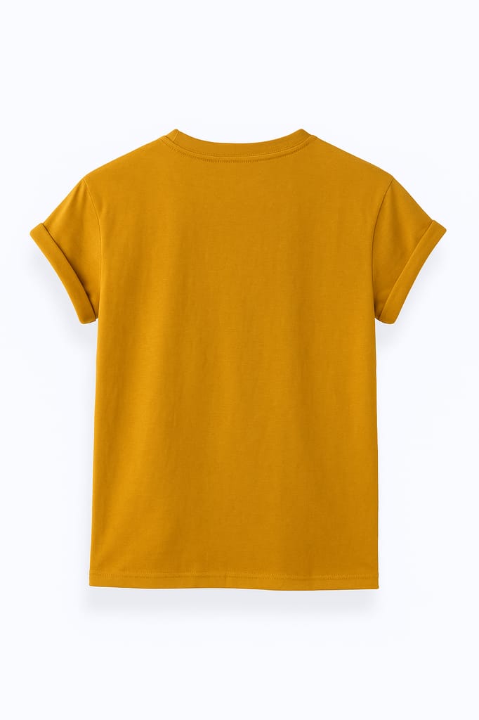 Trendy Mustard Yellow Panda Print Cotton T-Shirt | Unisex Casual Graphic Tee view 2