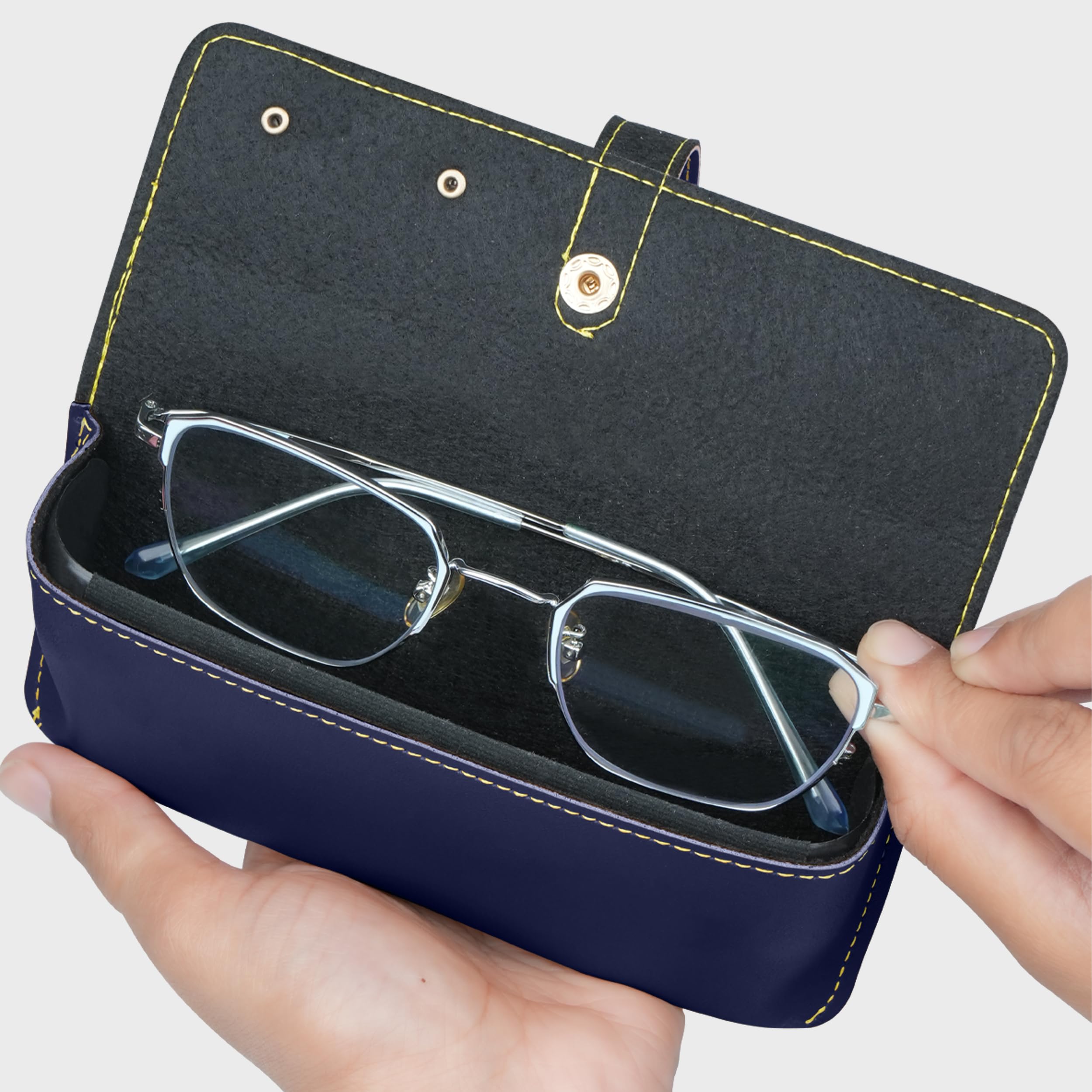 The Wallet Store Leather Eyewear Case for Men & Women Specs Cover - Blue view 2