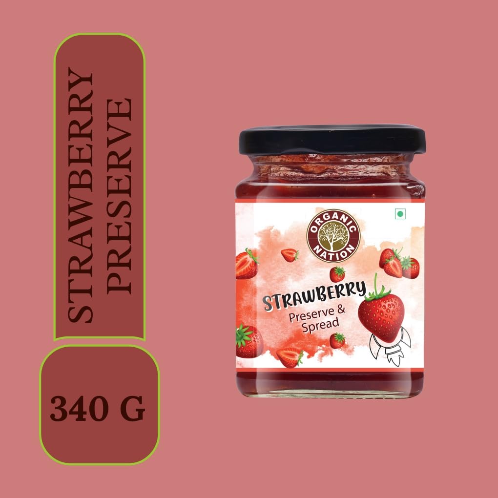 Organic Nation Strawberry Conserve | No Preservatives | Rich Fruit Spread | Sugar Free | 100% Pure Natural |No Added Flavours | 340g view 2