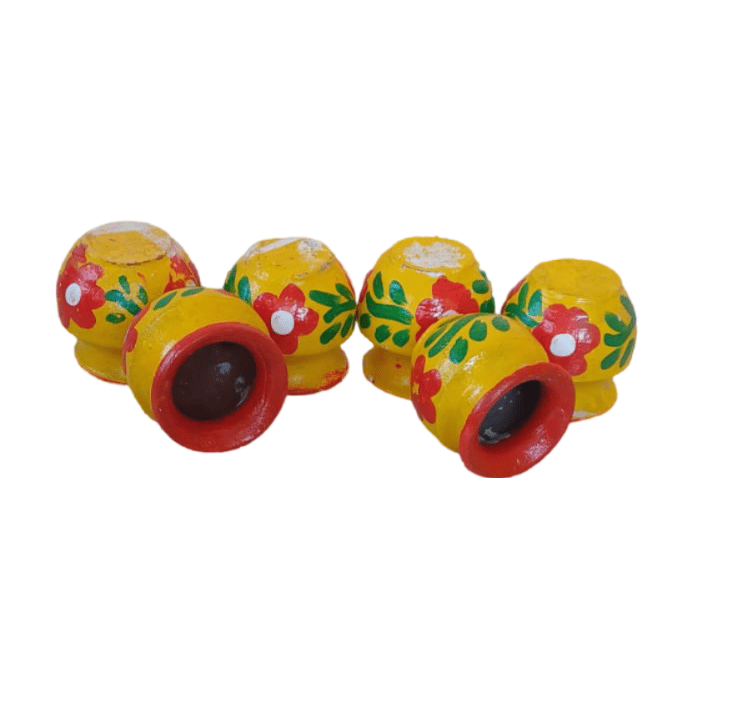 Hand-painted Wooden Pot Set for Home Decor and Gifting (Set of 6) view 2