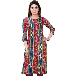 Urban Krowd Women Printed Pure Cotton Straight Kurta (Multicolor)