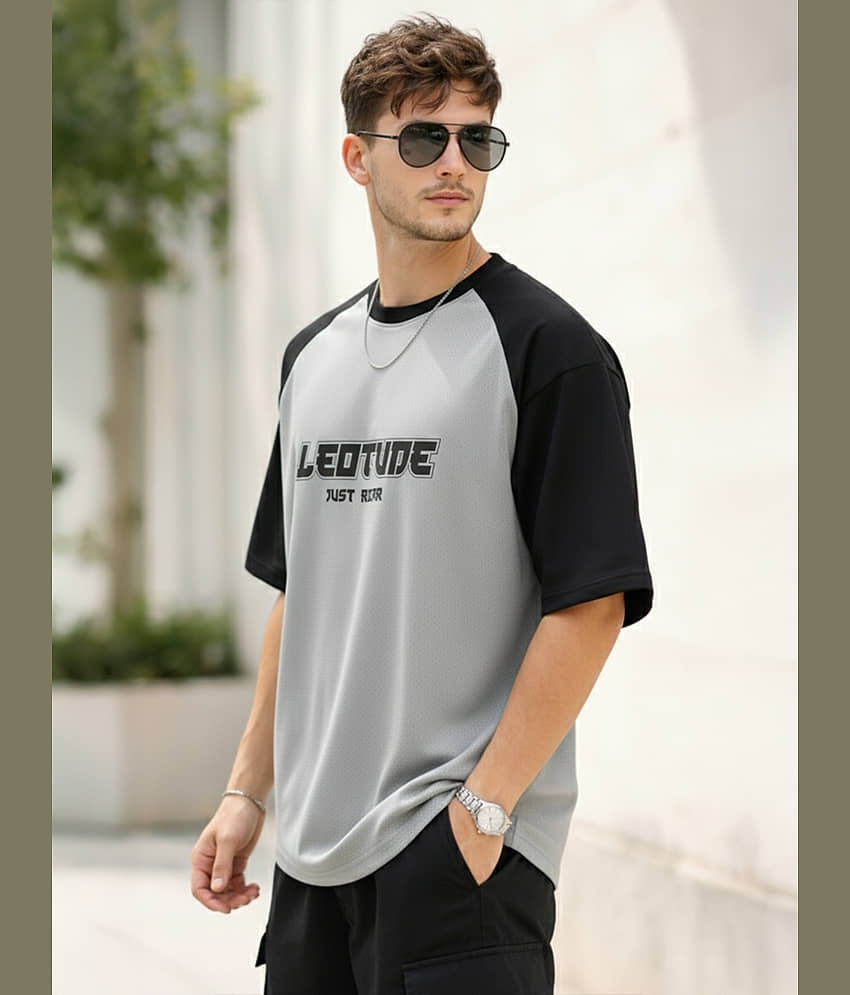 Leotude Men Cotton Blend Oversized Fit Printed T-Shirt ( White ) view 2
