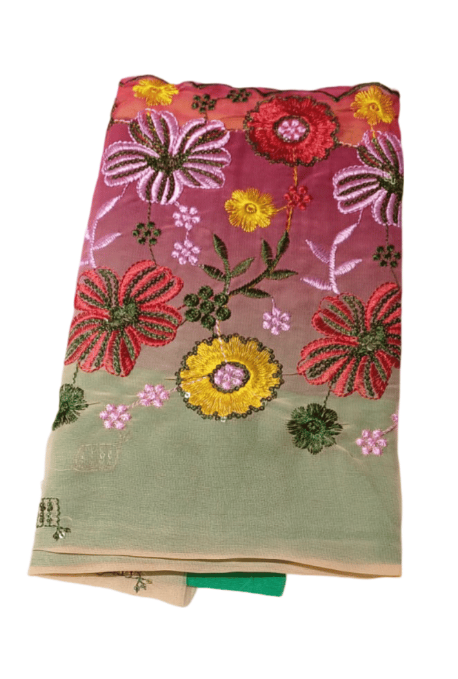 Buy Chiffon Multicolor Saree With Blouse Piece view 2