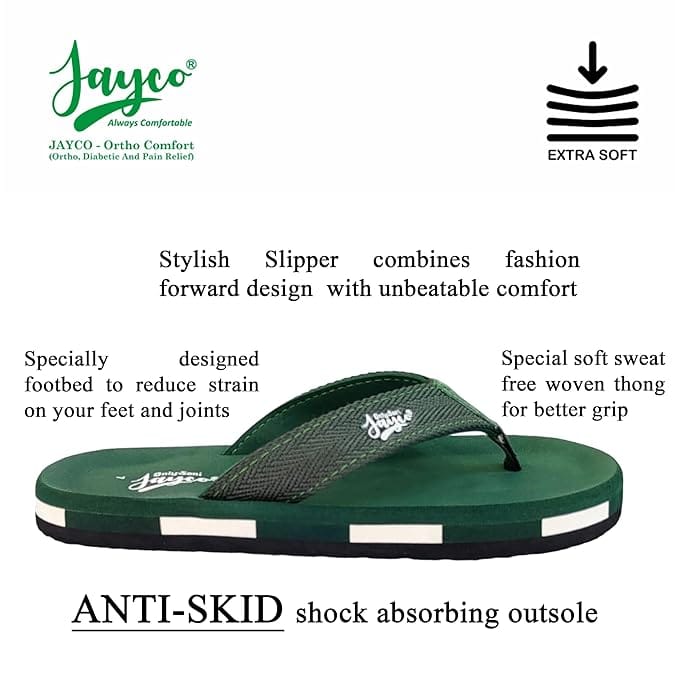 Jayco Cushioned comfort slippers for men | oversize look | slip-resistant | Soft insole | pain relief | Rubber outsole | stylish design | indoor and outdoor flip flop view 2