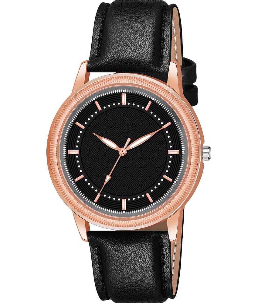 KIARVI GALLERY Black Leather Analog Men's Watch