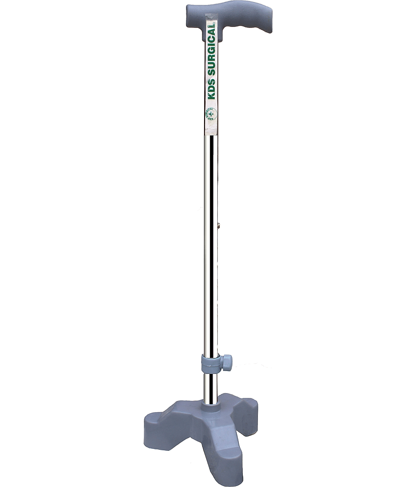 KDS SURGICAL 3 Leg Tripod Chrome Grey Height Adjustable Steel Walking Sticks