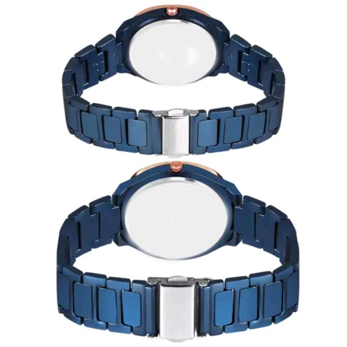 Blue Men and Women CD Lok Analog Couple Watch Set – Stylish Matching Watches for Couples view 2