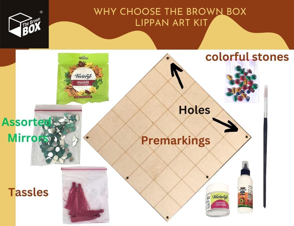 The brown box Lippan Art Kit (Square),Art and Craft Kit,Craft kit,Craft kit for Adults,Hobby Kits,Hobby Craft,DIY Kit,Gift for Girls Age 10-15 view 2