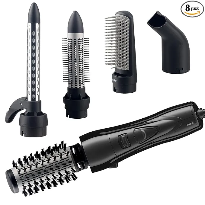 Havells 1000 Watts Air Care Volumizer Hair Dryer | Pre-Styling Half Brush, Stylish Curlers, Smoothening Roller Brush | Suitable For All Hair Types | Black | Hc4085