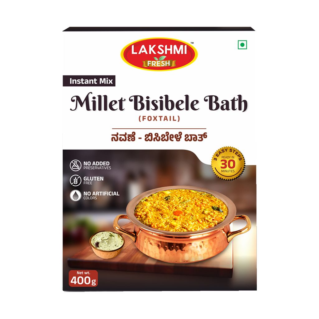 Lakshmi Fresh Foxtail Millet Bisibele Bath – 400g | Instant, Ready-to-Cook & Gluten-Free | Healthy Millet Meal (pack of 4) (pack of 2) view 2