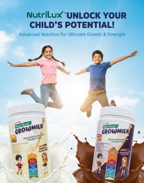 NutriLux Grow Height+ Vanilla Milk Powder for Kids (7-12Y) with Free Shaker - 400g view 2