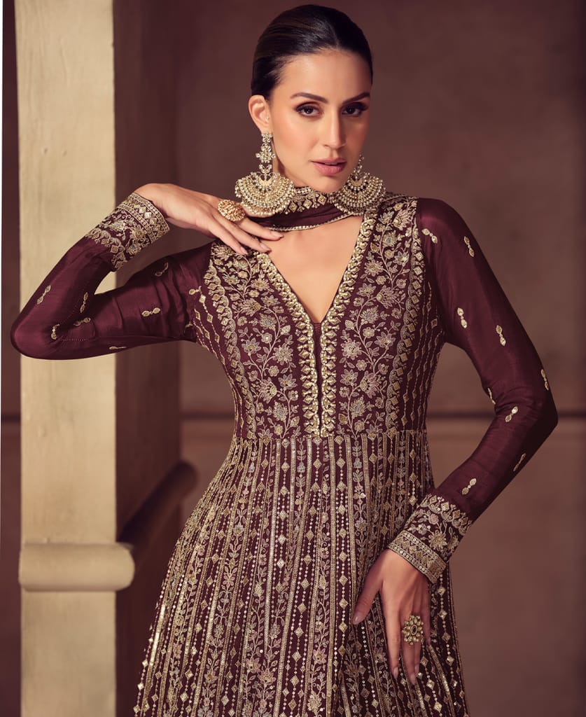 Heavy Chinon Black Anarkali for Women (Wedding Wear) view 2