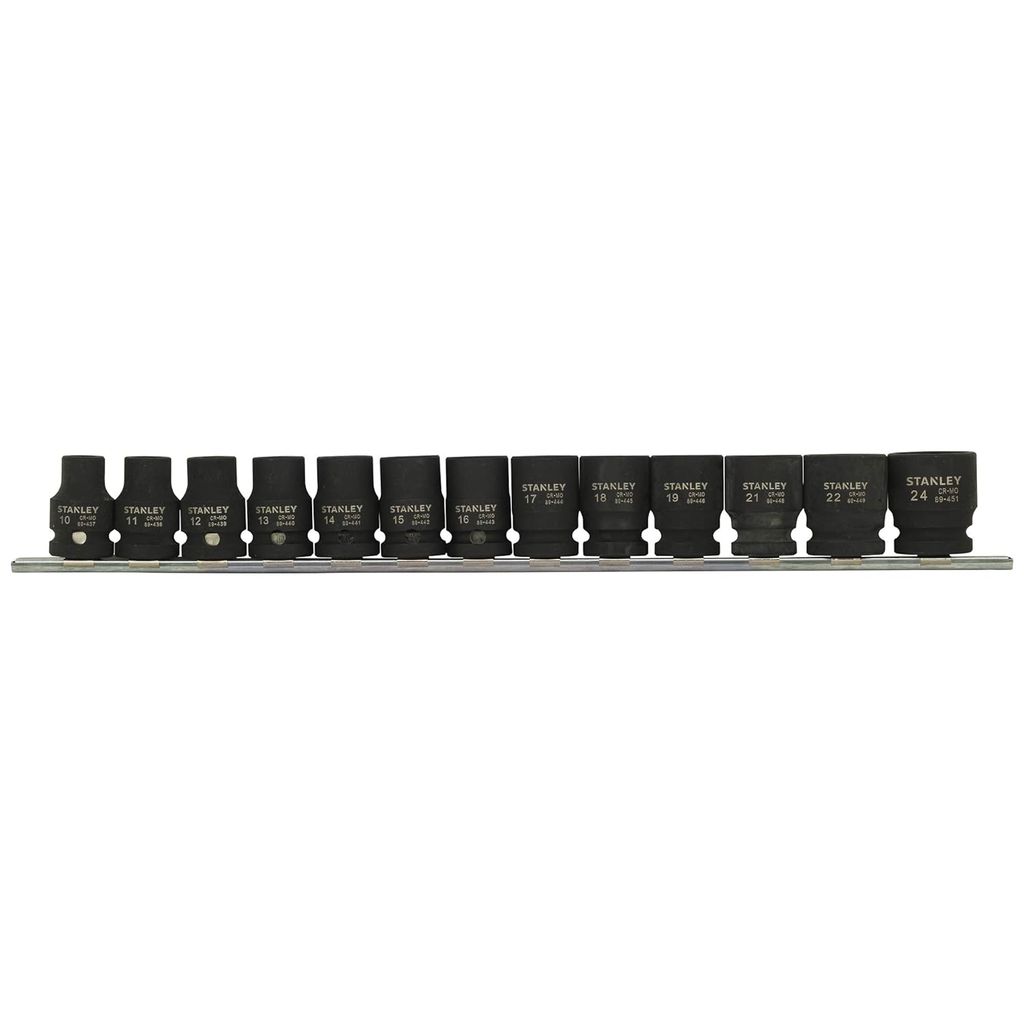 Stanley 1/2" Drive Impact Socket Set 1/2" Std Impact Socket Set (13Pcs) 10-24Mm STMT73916-8 view 2