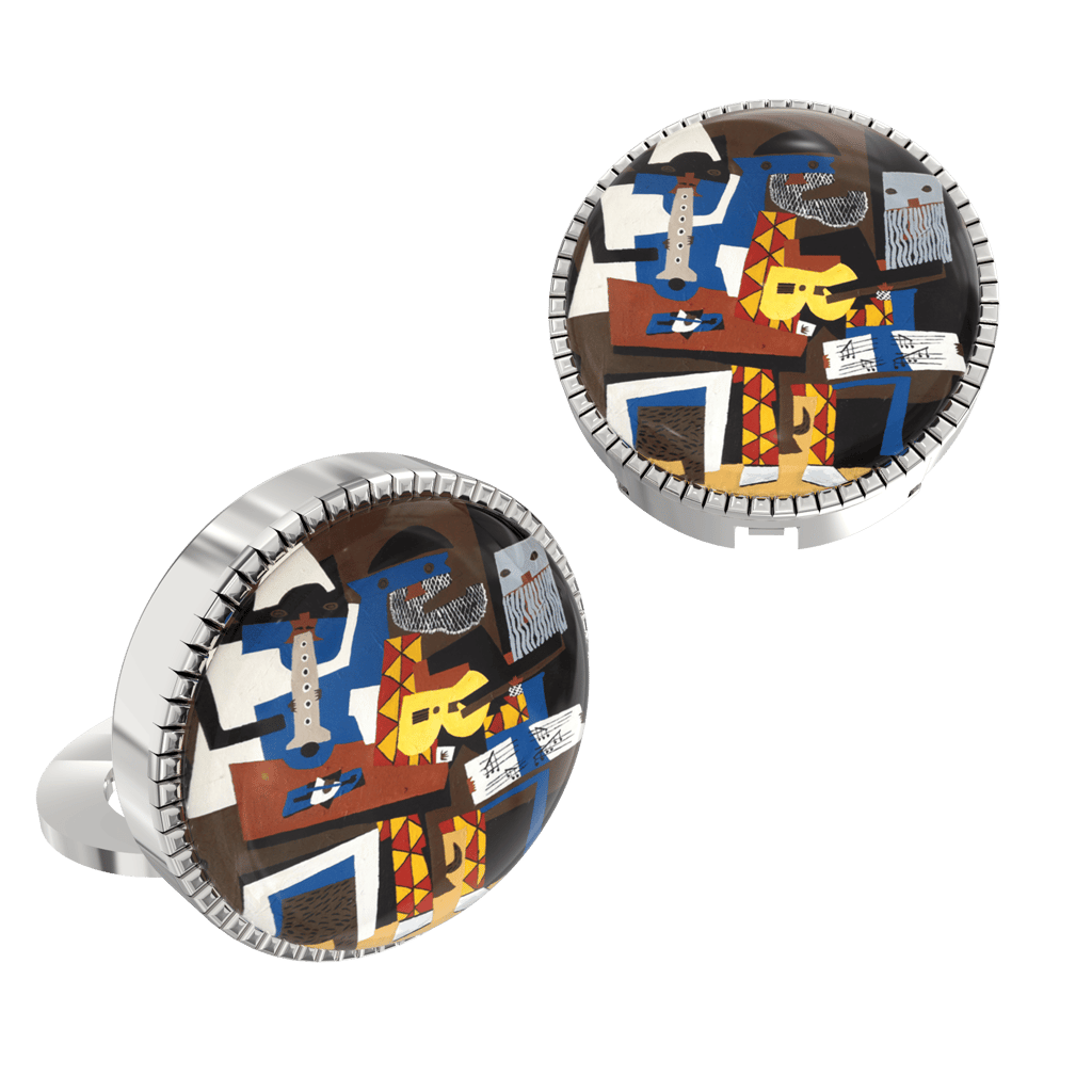 The Smart Buttons - Shirt Button Cover Cufflinks for Men - Three Musicians Inspired by Pablo Picasso view 2