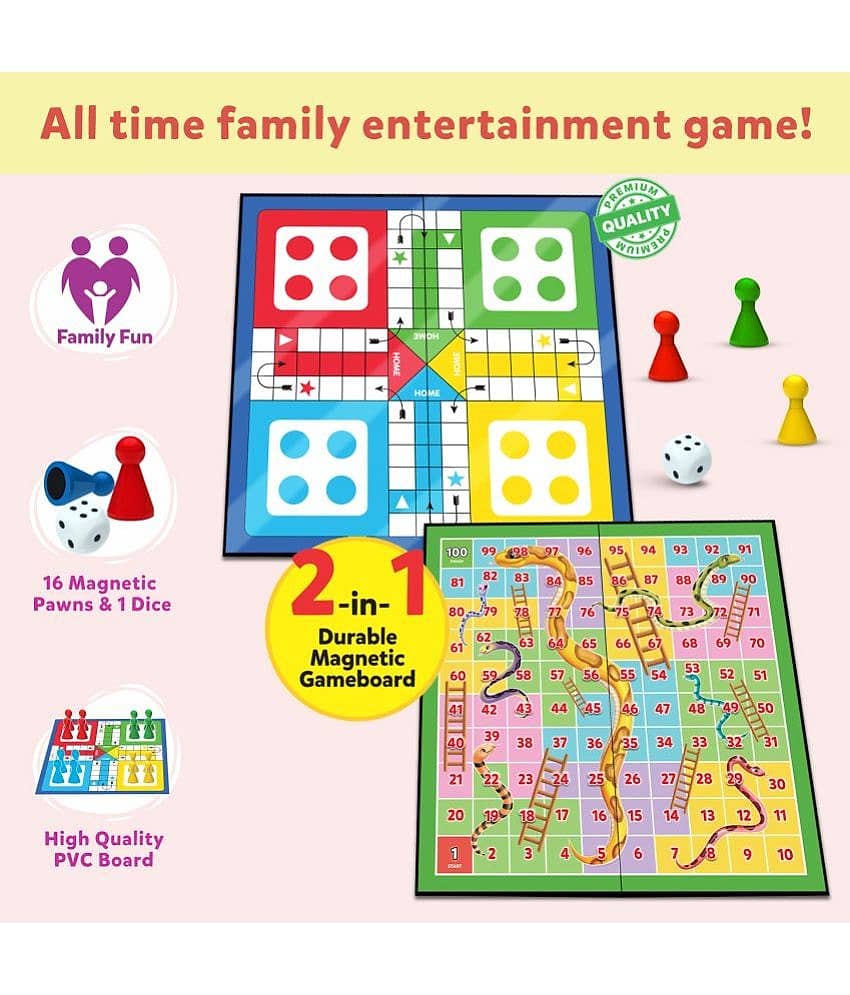 Little Berry Magnetic Ludo and Snakes & Ladders Board Game Set for Kids, Adults & Family - Travel Board Game (Multicolor) view 2