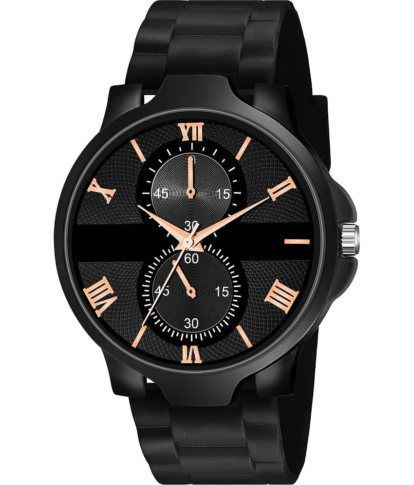 NiyatiNx Black Silicon Analog Men's Watch