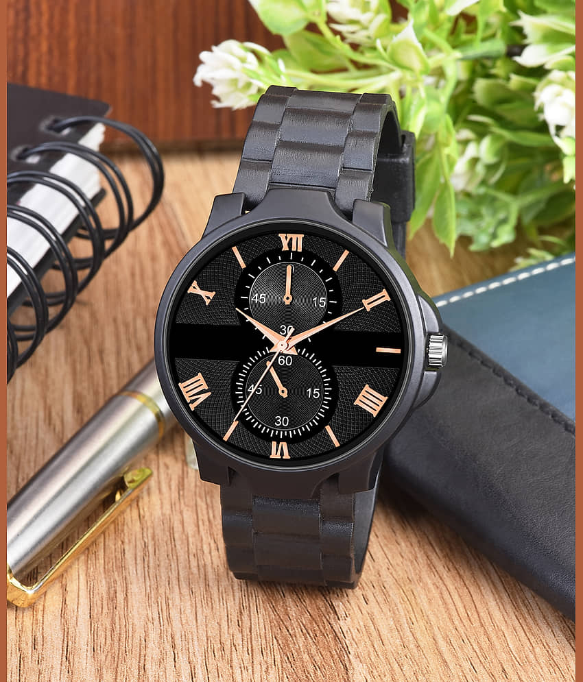 NiyatiNx Black Silicon Analog Men's Watch view 2