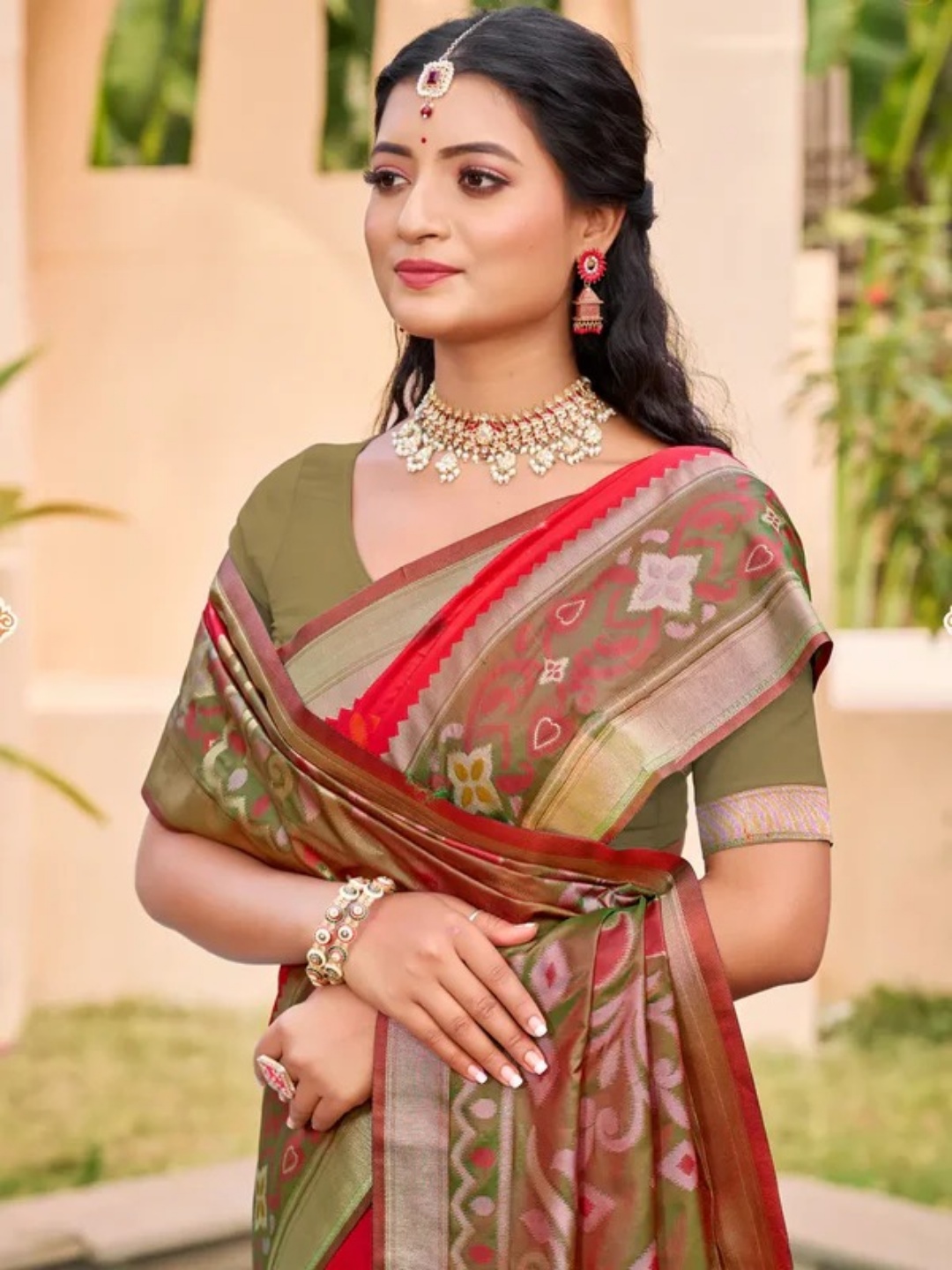 Red Silk Saree view 2