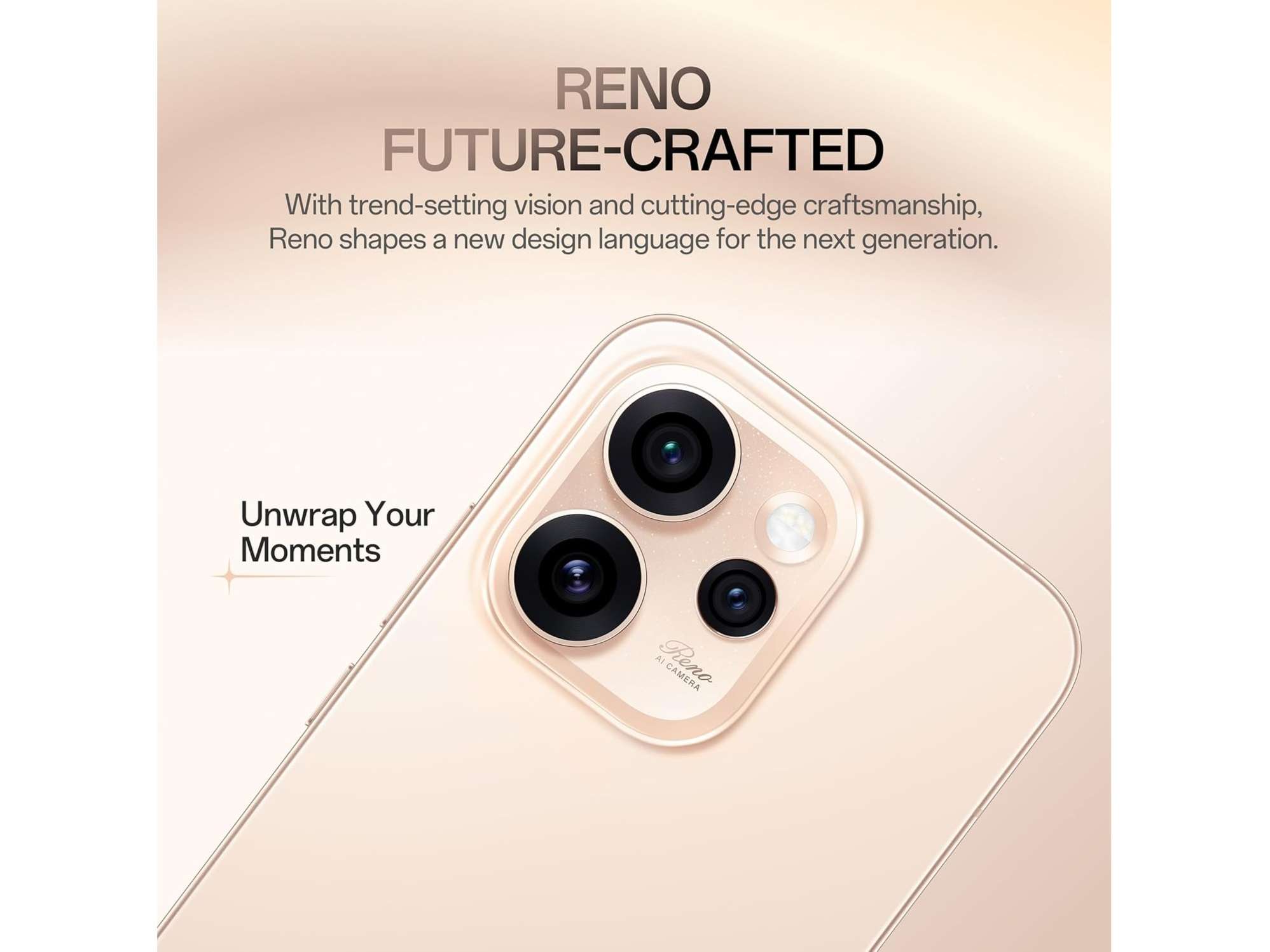 Oppo Reno 15 Pro 5G Smartphone, 12GB RAM, 256GB Storage, Elegant Design - Sunset Gold view 2