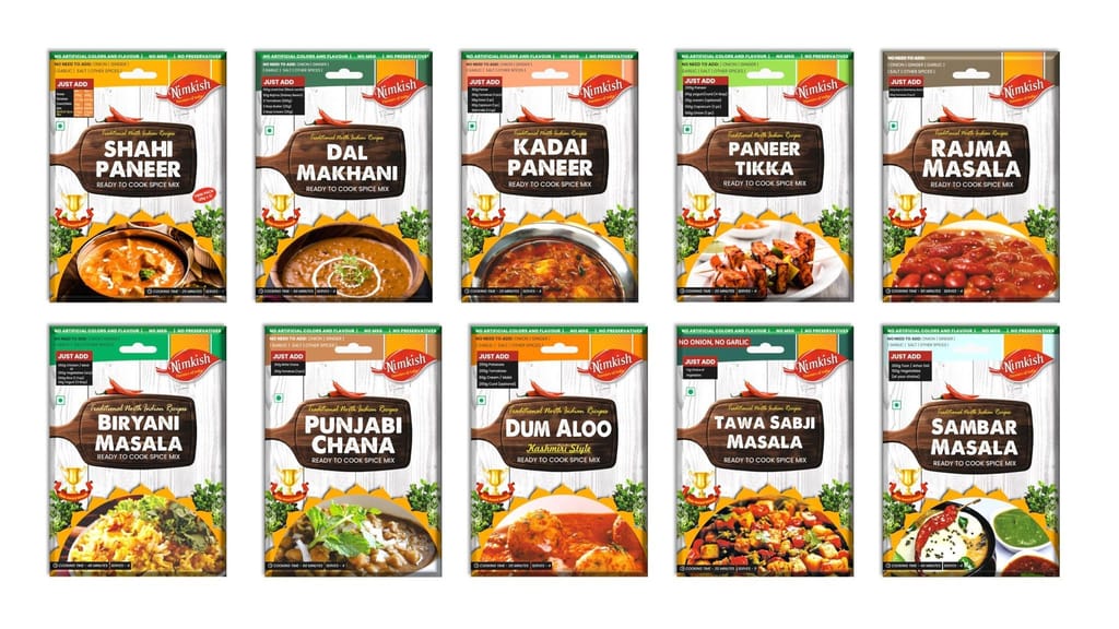 Nimkish Veg Curry Spice Combo Pack of 10 | Ready-to-Cook Indian Masala Premix | Value Kitchen Pack